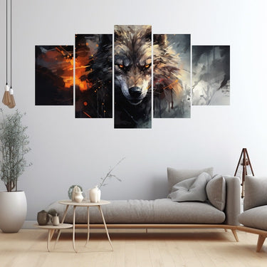 5 Piece Wolf Canvas